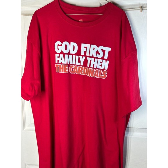 God First Family Then The Cardinals T-Shirt Size 2XL Red MLB Baseball Fan Gear - Picture 2 of 6